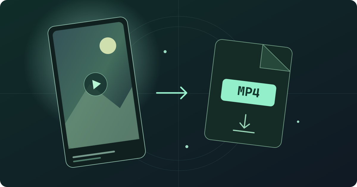 Illustrative TikTok video downloader preview: one public video link becomes an MP4 file